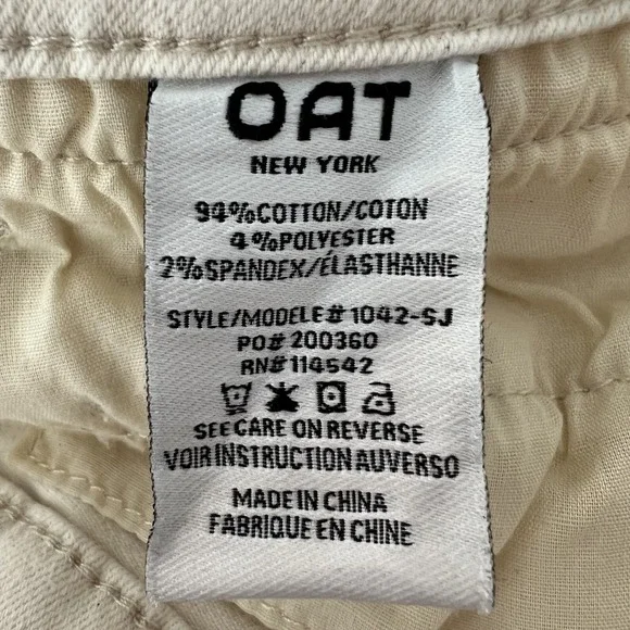 OAT New York High Rise Wide Leg Crop Pant Size 30 Stretch Cotton Natural Beige - Picture 7 of 12